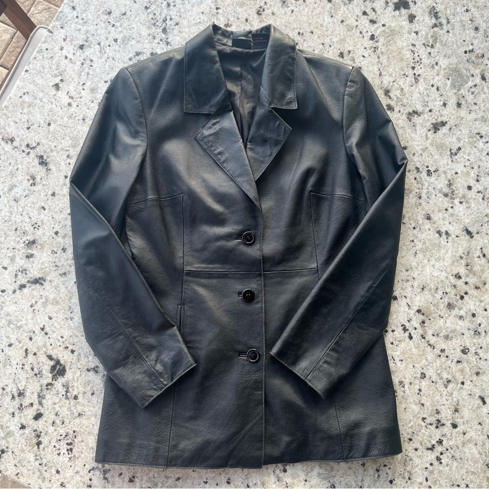 Vintage Black Leather Blazer size 10
